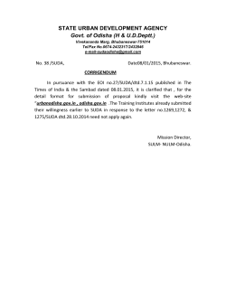 STATE URBAN DEVELOPMENT AGENCY Govt. of Odisha (H