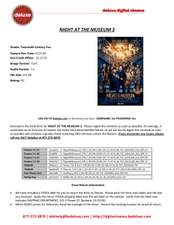 MONTHLY REPORT - Deluxe Digital Cinema Portal