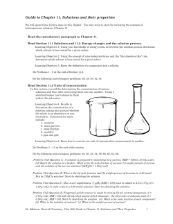 Guide to Chapter 11. Solutions and their properties