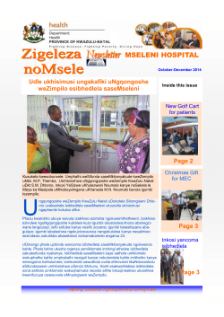 Mseleni hospital newsletter : October