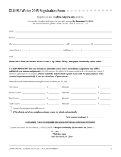OLLI-RU Winter 2015 Registration Form