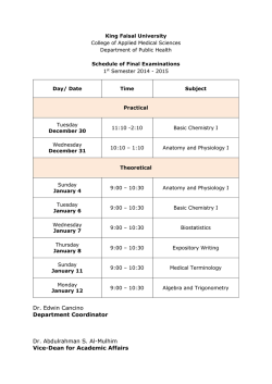 Dr. Edwin Cancino Department Coordinator Dr. Abdulrahman S. Al