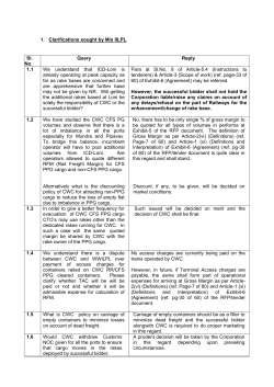 1. Clarifications sought by M/s IILPL Sl. No. Query Reply 1.1 We