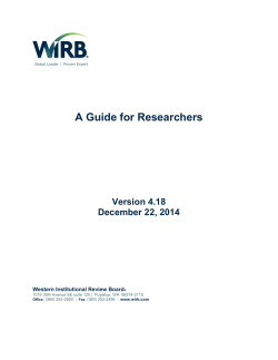 A Guide for Researchers - Western Institutional Review Board
