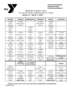 Group Exercise Schedule - Jan 5