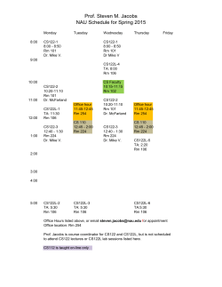 Prof. Steven M. Jacobs NAU Schedule for Spring 2015