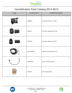 Humidification Parts Catalog 2014-2015