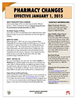 Upcoming Changes to Pharmacy: Effective 1/1/15