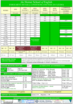 Horner School Price-list 2015