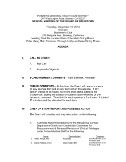 Proposed Agenda for a Regular Board of Directors Meeting on