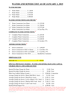 Water and Sewer Connection Cost effective January 1, 2015