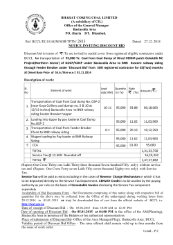 Ref. BCCL/IX/14/AGM/SOR Discount bid in terms of BCCL for