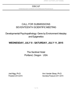 ISRCAP CALL FOR SUBMISSIONS SEVENTEENTH