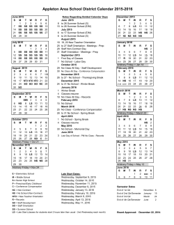 Appleton Area School District Calendar 2015-2016