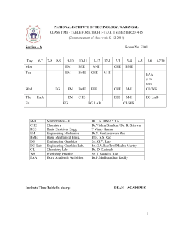 Class Time Table for B.Tech I - Year II - Semester