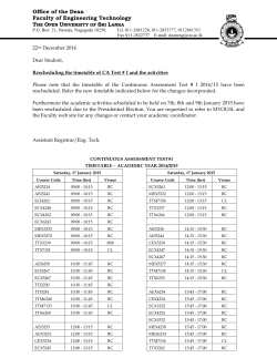 Rescheduling the timetable of CA Test # I and the activities