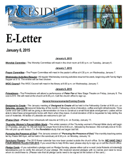 E-Letter - Lakeside Presbyterian Church