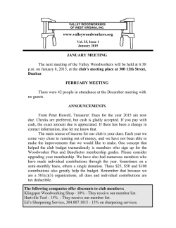 JA UARY MEETI G The next meeting of the Valley Woodworkers will