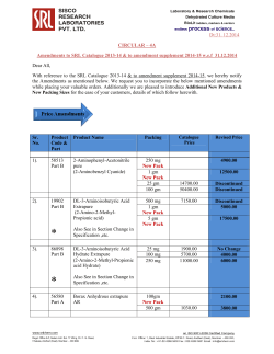 Dt:31. 12.2014 CIRCULAR – 4A Amendments to SRL Catalogue