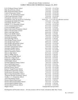 EARLY RELEASE SCHEDULE January 22, 2015