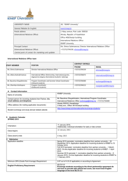 International Relations Office team STAFF MEMBER POSITION