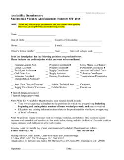 2009 Smithsonian Folklife Festival Vacancy Announcement Number