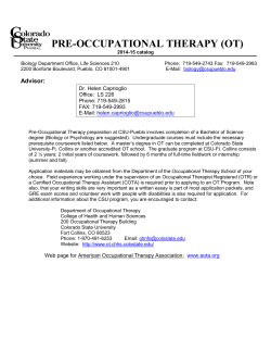 pre-occupational therapy - The College of Science and Mathematics