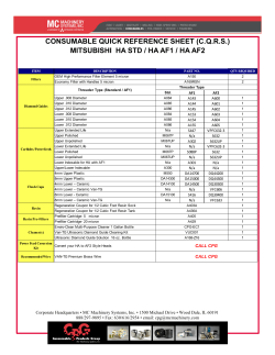 consumable quick reference sheet (cqrs) mitsubishi ha std / ha af1