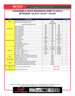 consumable quick reference sheet (cqrs) mitsubishi ha std / ha af1