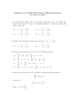 Assignment 9 for MATH 3270A Ordinary Differential Equations