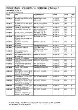 Undergraduate unit coordinators semester 2, 2014