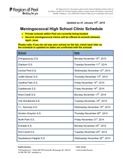Meningococcal High School Clinic Schedule