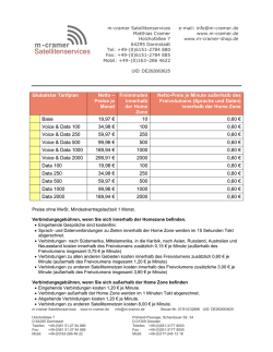 Globalstar Tarifplan Netto &ndash; Preise je Monat Freiminuten innerhalb