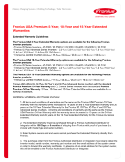 Fronius USA Premium 5-Year, 10-Year and 15-Year