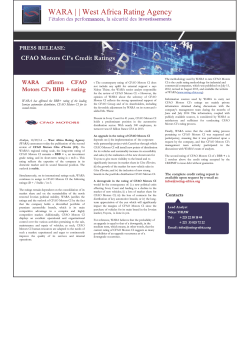 CFAO Motors CI·s Credit Ratings