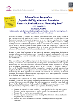 International Symposium „Experiential Vignettes and Anecdotes as