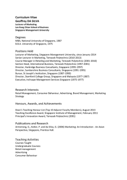 Curriculum Vitae Geoffrey DA SILVA Degrees Positions Held