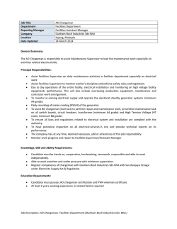 Job Description: AO Chargeman- Facilities