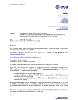 Subject: Invitation to Tender: AO/1
