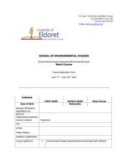 E-Mail: www.uoeld.ac.ke SCHOOL OF ENVIRONMENTAL STUDIES
