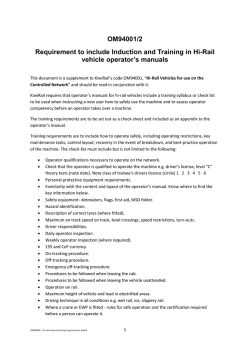 Hi-rail Manual Training Requirements