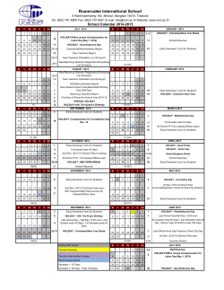 RIS Calendar 2014-2015 - Ruamrudee International School