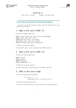 Exercise 4 1 SQL to RA and to DRC (1) 2 SQL to RA and to DRC (2