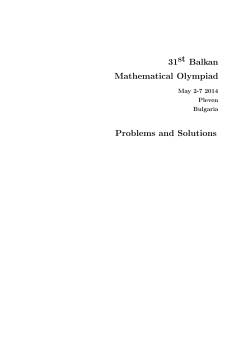 31stBalkan Mathematical Olympiad Problems and Solutions