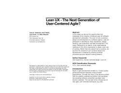 Lean UX - The Next Generation of User-Centered Agile?