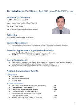 Dr Gokulnath. BSc, MD (Med), DM, DNB (Neph), FISN, FRCP (Lond)