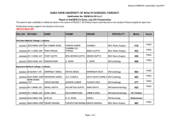 Result of DM/M.Ch. Exam, July 2014