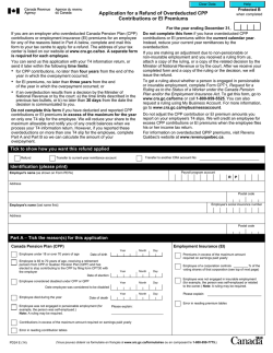 Application for a Refund of Overdeducted CPP Contributions or EI