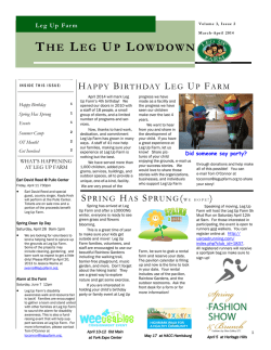 Leg Up Farm Newsletter MarchApril 2014