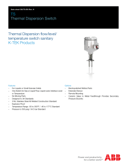 TS - Thermal Dispersion Flow, level, temperature switch